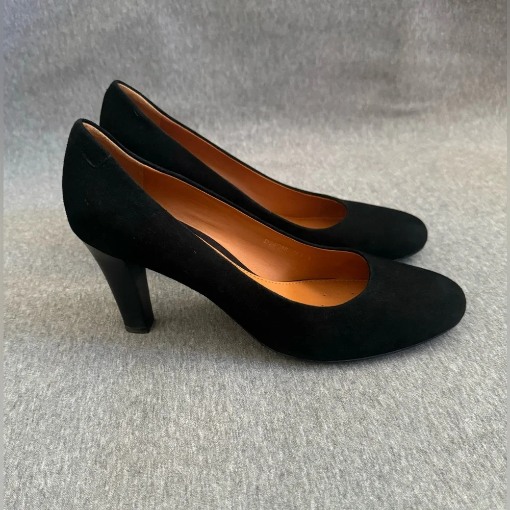 GEOX Respira Marian classic black suede‎ leather round toe pump heels women’s 8
